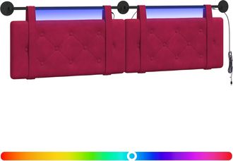 vidaXL Cabecero Colgante Con Luz Led Rojo Vino Terciopelo Vidaxl