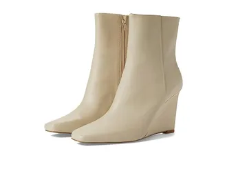 42 Gold Olanna Womens Bootie Tan Leather Side Zip Wedge Boots JOBB1717