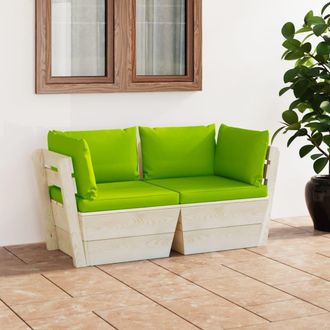 vidaXL Sof&aacute; De Palets De Jard&iacute;n 2 Plazas Con Cojines Madera De Abeto Vidaxl