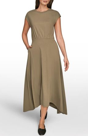 DKNY Cap Sleeve Maxi Dress in Khaki Green at Nordstrom, Size X-Small