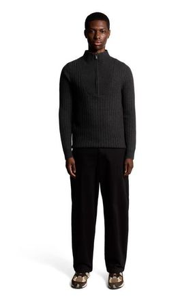 Lyle & Scott Ribbed Half Zip Sweater in Jet Black Marl at Nordstrom, Size Xx-Large