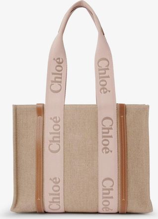 Chlo&eacute; Borsa a spalla Woody in lino con logo ricamato frontale - CHLOE - gender_Woman