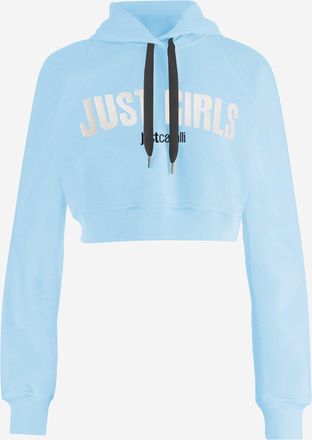 Just Cavalli Cropped Cotton Sweatshirt With Front Logo