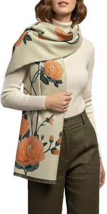 Saachi Orange Bloom Reversible Print Scarf in Ivory Multi at Nordstrom Rack