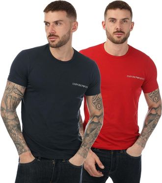 Emporio Armani Heren T-shirt met ronde hals (Set van 2) (Marine, Rood)