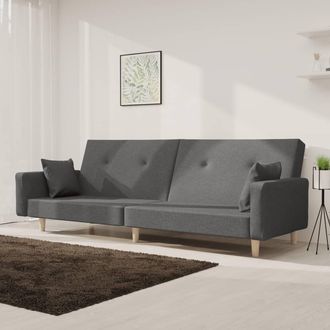 vidaXL Sof&aacute; Cama De 2 Plazas Con Dos Almohadas Tela Gris Claro Vidaxl