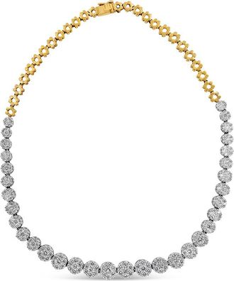 House of Brilliance IGI Certified 14K Yellow Gold 14 3/4 cttw Pave Set Round-Cut Diamond Riviera Necklace