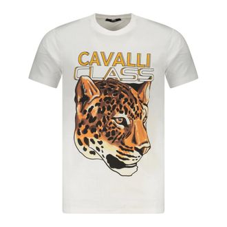 Cavalli T-Shirts, male, White, Size: 2XL Short Sleeve T-Shirt