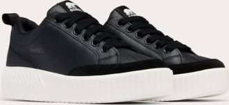 Sorel Womens Ona Ave Low Waterproof Sneaker Shoe In Black/seasalt