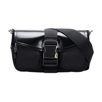Prada Pre-owned Cross Body Bags, female, Black, Size: ONE SIZE Pre-owned Re-Nylon & Spazzolato Pocket Crossbody