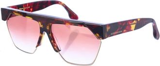 Victoria Beckham Rechthoekige Acetaat Zonnebril met Havana Blauw Montuur en Bruine Verloopglazen - Dames - Zonnebrillen - Bruin - ONE Size - Accessoires