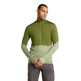 Icebreaker Mens Standard Merino 200 Realfleece Descender Long Sleeve Half Zip, Sphagnum/Lichen