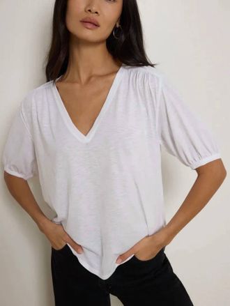 Nation Ltd Edie Shirred Shoulder Top In White