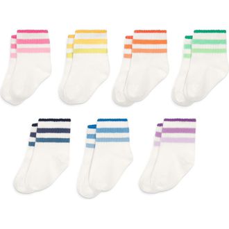 primary Baby Tonal Ringer Sock 7-Pack in Tonal Rainbow Mix at Nordstrom, Size 12-24M