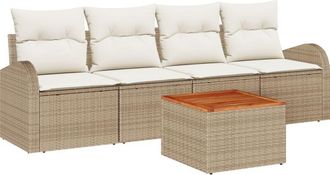 vidaXL Vidaxl - Conjunto De Sof&aacute; De Jard&iacute;n 5 Pcs Beige Polirat&aacute;n