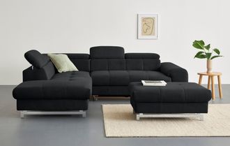 Cotta Ecksofa »Chef L-Form« mit Kopfteilverstellung, edle Metallkufen, wahlweise mit Bettfunktion