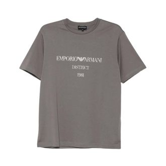 Emporio Armani T-shirt girocollo con stampa logo - - Tops - Uomo - Grigio - 2XL