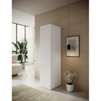 Dmora Armario Multiusos Treville De 1 Puerta, Mueble Multifuncional Con 4 Estantes Interiores, Acabado Acanalado, 45x56 H199 Cm, Blanco