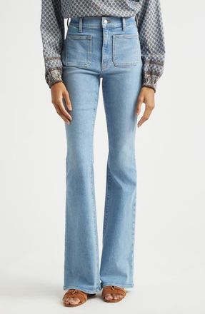 Veronica Beard Beverly High Waist Skinny Flare Leg Jeans in Silverwood Blue at Nordstrom, Size 24