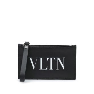 Valentino Pre-owned Womens Vltn Card Case Small Leather Goods - Black - One Size