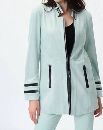 Joseph Ribkoff Faux Suede Jacket In Mint