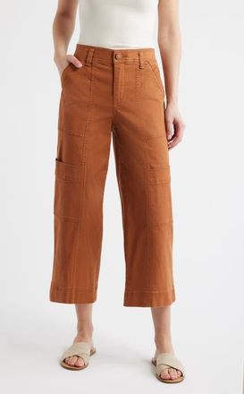 Wit & Wisdom Skyrise Cotton Crop Wide Leg Utility Pants in Desert Bronze at Nordstrom, Size 16