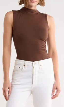 Blu Pepper Side Cinched Mock Neck Top in Brown at Nordstrom Rack, Size Medium