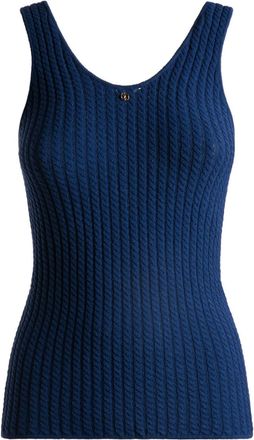 Bally cut-out knitted tank top - women - Viscose - 38 - Blue