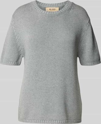 Mos Mosh Strickshirt mit Rundhalsausschnitt Modell Arin in Mittelgrau Melange, Gr&ouml;&szlig;e L