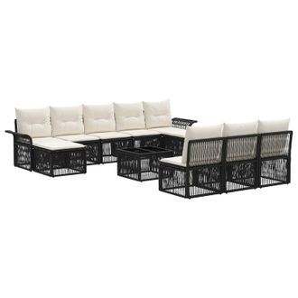 vidaXL Conjunto De Sof&aacute;s De Jard&iacute;n 11 Pcs Negro Rat&aacute;n Sint&eacute;tico Vidaxl