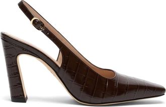 Stuart Weitzman Schoenen, Dames, Bruin, 40 1/2 EU, Leer, Stassi Slingback Pump 85