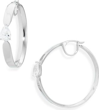Nadri Farrah Pear Cut Cubic Zirconia Hoop Earrings in Rhodium at Nordstrom Rack