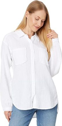 Mod-o-doc Long Sleeve Button-Up Shirt Womens Clothing White : MD (US 8-10), Cotton