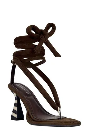 Azalea Wang Ramiel Wraparound Strap Sandal in Chocolate at Nordstrom, Size 8.5