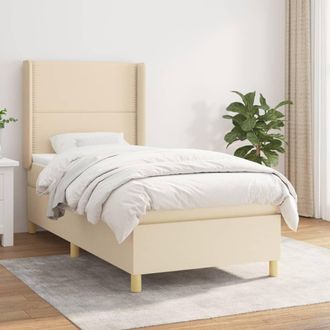 vidaXL Vidaxl - Giroletto A Molle Con Materasso Crema 90x200 Cm Intessuto