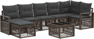 vidaXL Conjunto De Sof&aacute;s De Jard&iacute;n 8 Uds. Gris Rat&aacute;n Sint&eacute;tico Vidaxl