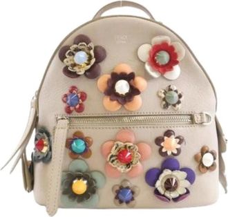 Fendi Pre-owned Backpacks, female, Beige, Size: ONE SIZE Pre-owned Vintage Leather Backpack