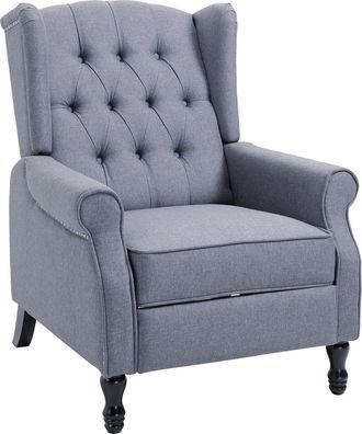 HOMCOM Manual Reclining Armchair Recliner with Retractable Footrest Light Grey | TJ Hughes