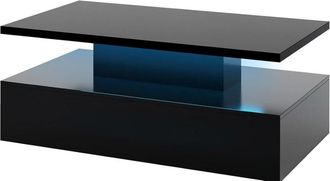 Giantex Mesa de centro LED 20 luces lacado negro 110x60x40cm