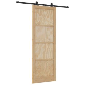 vidaXL Puerta Corredera Natural Y Negro 83 X 232 Cm Vidaxl
