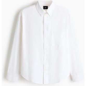 H&M Relaxed Fit Oxford Shirt in White at Nordstrom, Size Xx-Large
