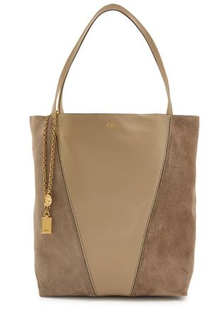 Chlo&eacute; Spin Medium Panelled Suede Tote bag - Taupe - One Size