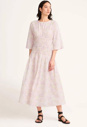 Merlette Alma Midi Dress In Pink Citrine Mosaic