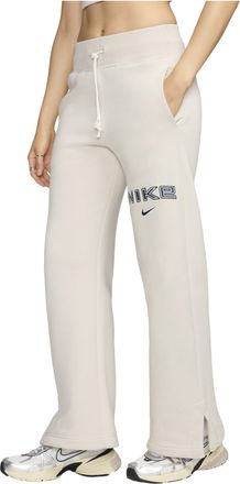 Nike (WMNS) Nike Sportswear Phoenix Fleece High Waisted Wide Leg Logo Pants Asia Sizing Light Orewood Brown FV7685-104