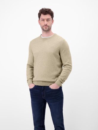 Lerros Strickpullover LERROS, Herren, Gr. XL, tender beige melange, Strick, Obermaterial: 100% Baumwolle, meliert, regular fit normal, Rundhals, Rippb&uuml;ndchen