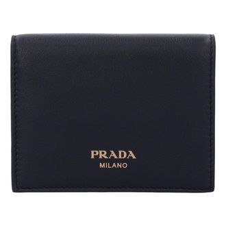Prada (WMNS) PRADA FW24 Gold Metal Logo Wallet Black 1MV204-2CYS-F0002