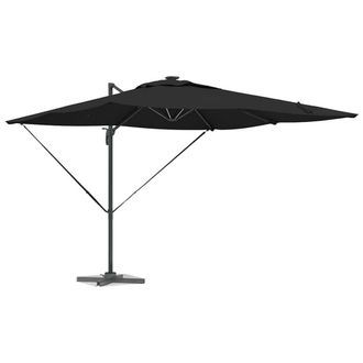 Berkfield Home Durable Cantilever Roma Parasol with LEDs - Black, 286 x 285 x 27 in Black