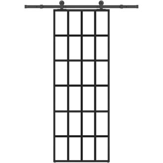 vidaXL Vidaxl - Puerta Corredera Con Set Herrajes Vidrio Esg Aluminio 76x205 Cm