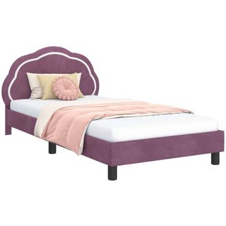 vidaXL Cama Para Ni&ntilde;os Con Cabecero Morado 90 X 200 Cm Terciopelo Vidaxl