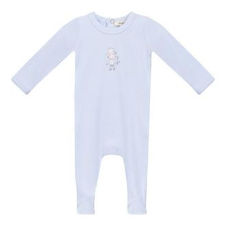 Fragile Front Chest Ribbed Romper in Blue at Nordstrom, Size 1M